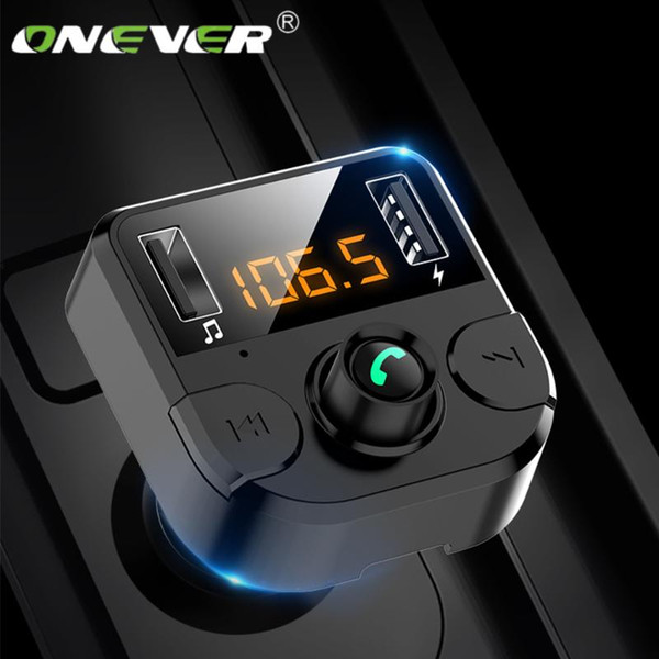 Onever Car Fm Transmitter LCD MP3 Player Wireless Bluetooth Receiving Car Kit 4.6A fast USB Hands Free USB Charger FM Modulator