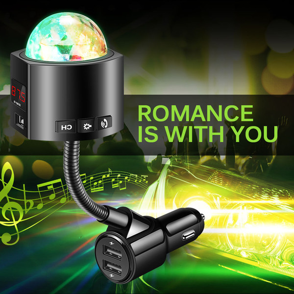 Car Starry Sky Disco Light Bluetooth 5.0 5V/3.1A Hands-free Fm Transmitter Dual USB Charger Car Radio Kit Atmosphere lamp