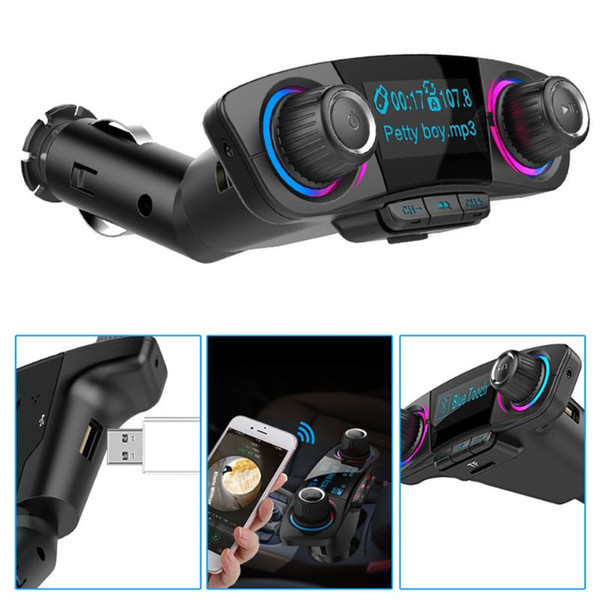 2022New DC12-24V Car Kit Handsfree Wireless Bluetooth 4.2 FM Transmitter LCD MP3 Player USB Charger Cigarette Lighter Power#Ger