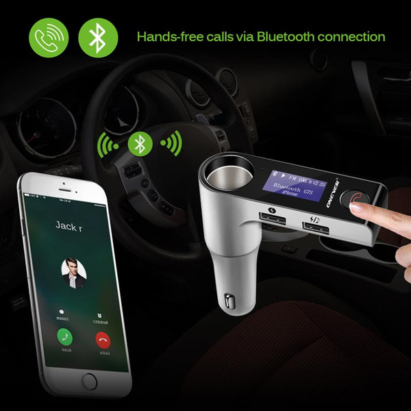 Onever Bluetooth FM Transmitter Modulator Music Player Dual USB Cigarette Lighter Socket U Disk Play Car Kit