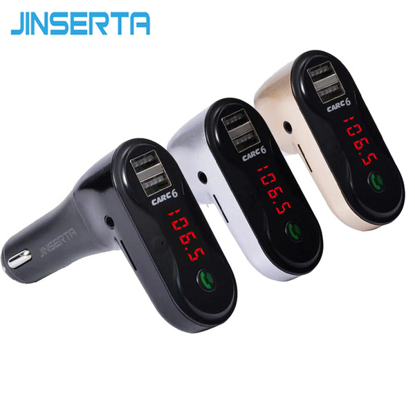 JINSERTA Hands Free Wireless Bluetooth FM Transmitter + AUX Modulator Car Kit MP3 Player TF SD USB LCD Car Accessories