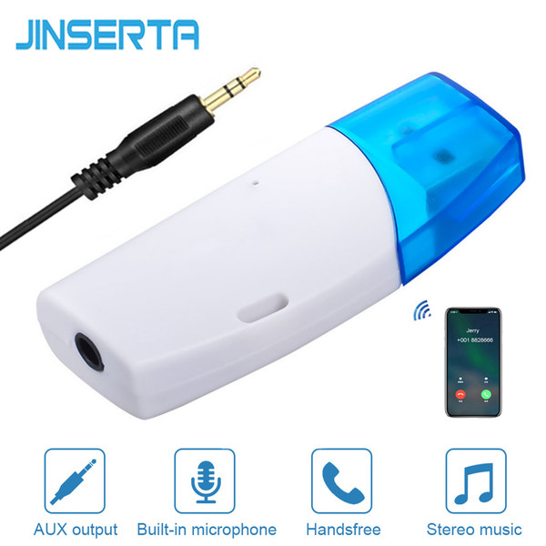 JINSERTA Car Bluetooth Mp3 Player Audio Receiver Wireless Handsfree 3.5mm Jack AUX Audio Adapter Car Kit