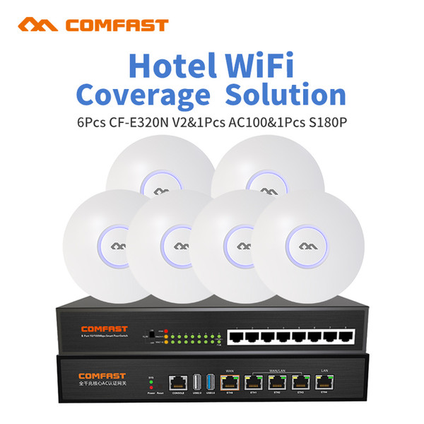 DHL For Hotel Restaurant Wifi Coverage And Seamless Wifi Management Router 6pc indoor ap 1 AC router 1 8port fast POE switch