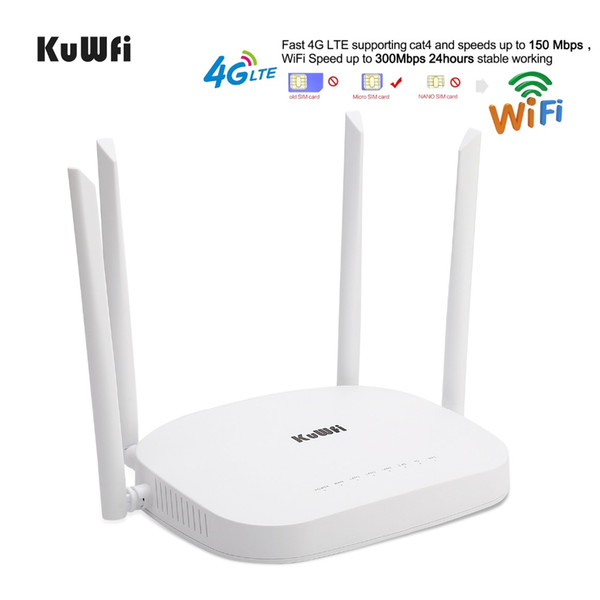 KuWfi 4G CPE Router 3G/4G LTE Wifi Router 300Mbps Wireless CPE With 4pcs External Antennas Support 4G to LAN Device