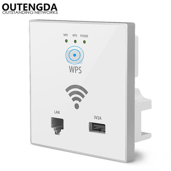 300Mbps in Wall AP WiFi Access Point Wireless Socket for Hotel Wi-Fi Project Support AC Management & RJ45 USB WPS Encryption