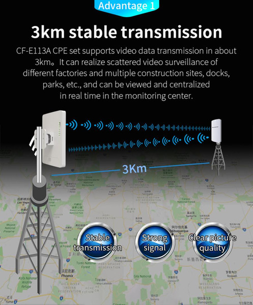 2pcs 3km Comfast CF-E113A High Power Outdoor Wifi 5GHz 300Mbps Wireless Wifi Router AP Extender Bridge Nano station AP