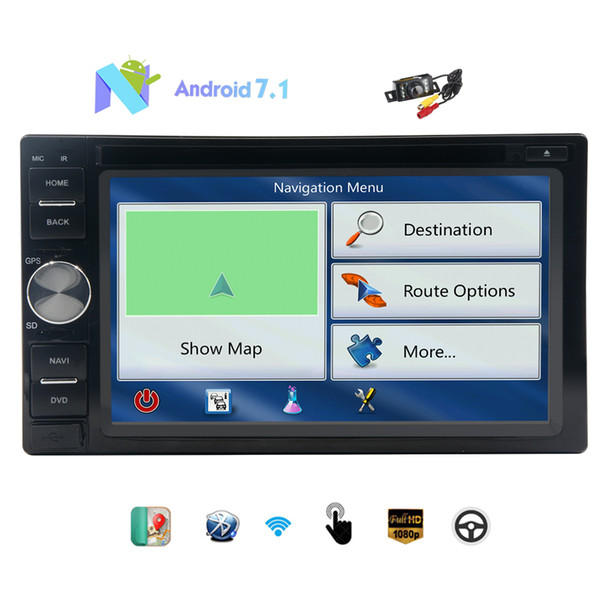 Eincar Double din GPS Navigation 6.2'' Car DVD Player Octa-core Android 7.1 Headunit Bluetooth GPS Navigation 2din Car Stereo Reverse Camera