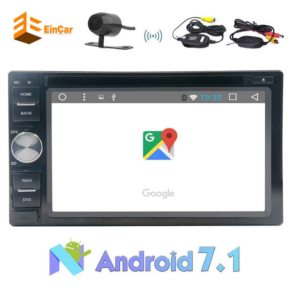 Dual Camera+EinCar Android 7.1 Car Stereo GPS Navigation 6.2'' Touch Screen Double Din Car DVD Multimedia Player AM/FM Radio Bluetooth