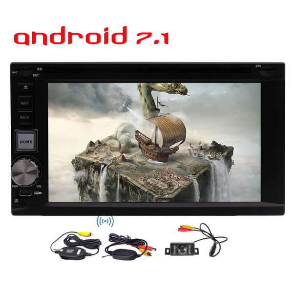 Wireless Rear Camera 2GB+32GB Octa Core 6.2'' 2 Din Android 7.1 Car Stereo Radio Multi-touch Screen GPS Navigation car DVD Player