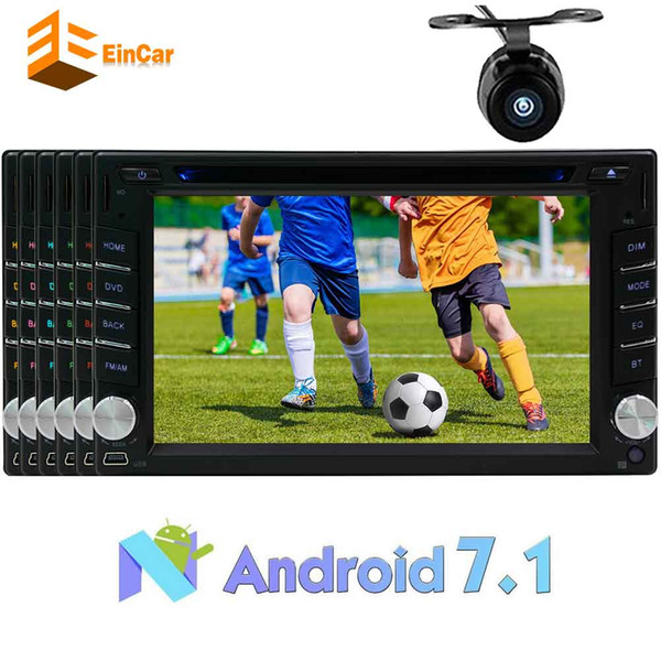 Backup Camera+EinCar Android 7.1 Car Stereo Octa-core Double Din 6.2'' Car DVD Player Capacitive Touch Screen In Dash GPS Navigation Auto