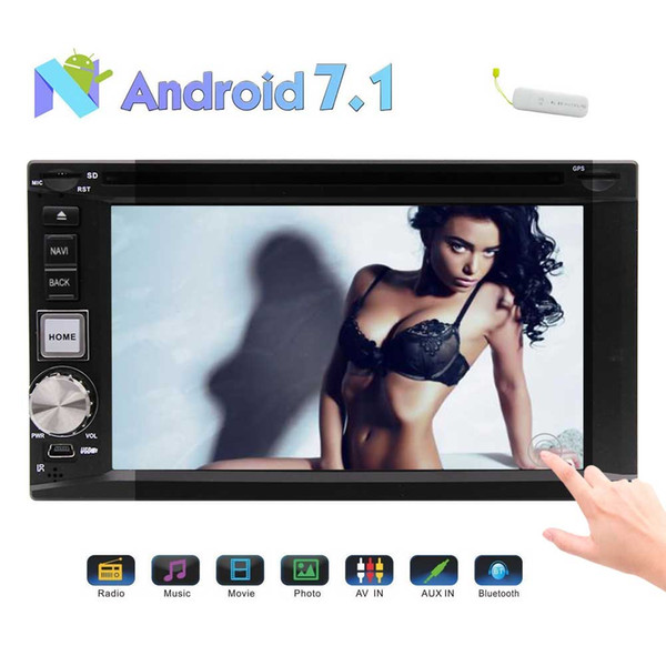 6.2'' Android 7.1 Double 2 Din Car Stereo Octa Core 1024x600 HeadUnit Bluetooth Car DVD Player GPS Navigation Radio Receiver 2GB+32GB