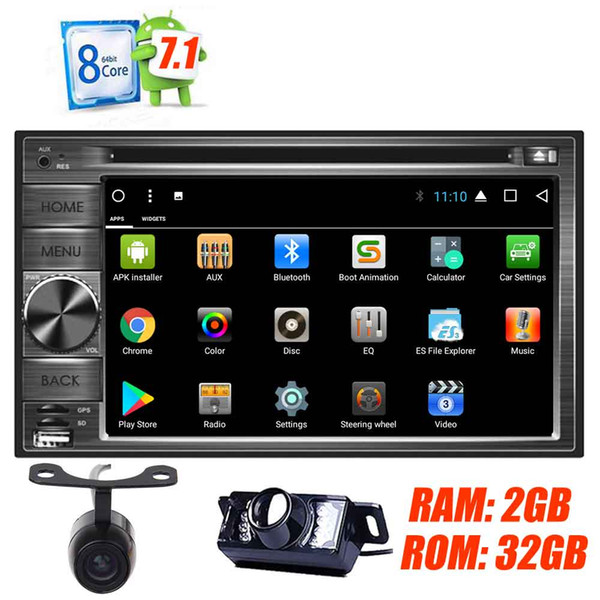 Dual Camera Android 7.1 Double Din OCTA Core Car Stereo 6.2'' Capacitive Touchscreen Car DVD Player GPS Navigation Auto Radio Receiver