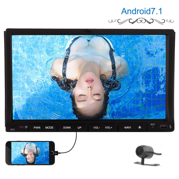 2GB+32GB Android7.1 Double Din In Dash Car dvd Stereo Radio GPS Navigation WIFI Bluetooth microphone AM FM Mirrorlink Steering wheel control