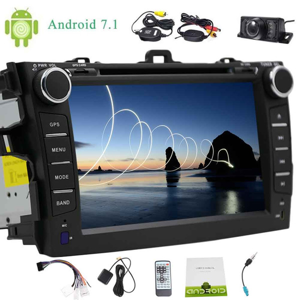 Eincar Wireless Rearview Camera + 7'' Double 2 Din Car Stereo for Toyata Corolla (2007-2013) Android 7.1 GPS Navi Car DVD Player Octa-core