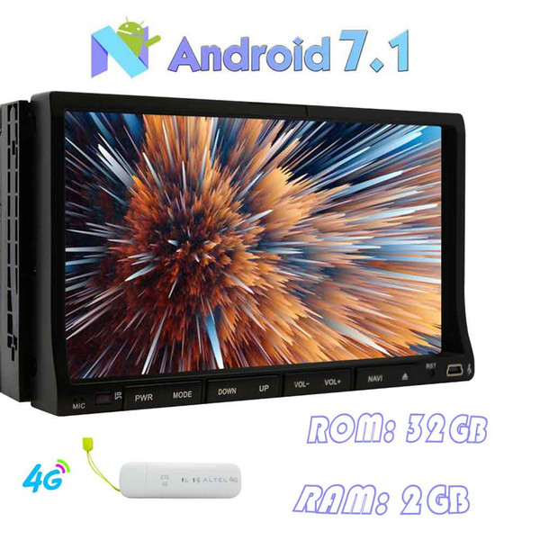 2GB+32G Octa Core 7'' 2 Din Android 7.1 Car Stereo Radio 1024*600 Mutitouch Screen GPS Navigation car DVD Player 4G WIFI Bluetooth