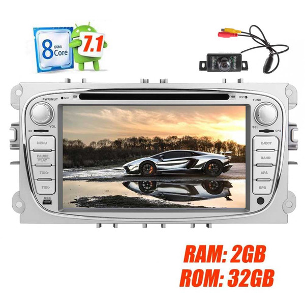 Double Din Car DVD Player in Dash 7'' HeadUnit Android 7.1 GPS Navigation Car Stereo octa core 2GB+32GB WIFI/USB/Mirror Link