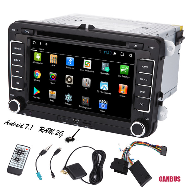 Double din Car Stereo Android 7.1 GPS Navigation Car DVD Player Octa Core 2GB RAM+32GB ROM Car Autoradio Support BT/USB/SD