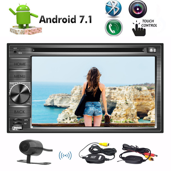 Backup Camera+Octa Core 2GB+32GB Android 7.1 Car DVD CD Player 6.2'' 1024*600 HD Screen Doule Din Car Stereo GPS Navigation Bluetooth