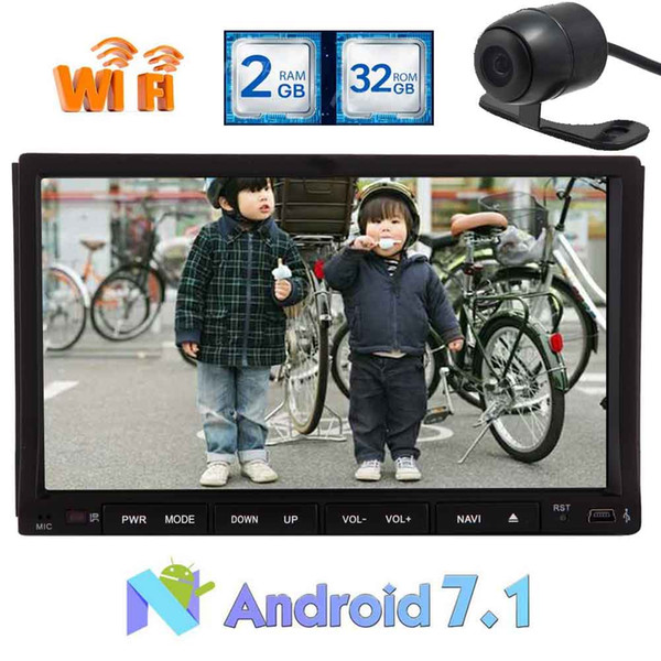 Backup Camera+2G 32GB OCTA Core Android 7.1 Car Stereo 2 Din In Dash HeadUnit Bluetooth Radio GPS Navigation car DVD CD Player