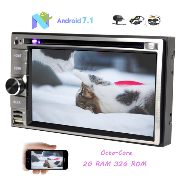 Double Din Car Stereo Android 7.1 Octa Core 6.2''Capacitive Touchscreen Car DVD Player GPS Navigation In Dash Bluetooth AM FM Radio