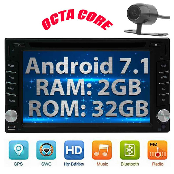 Rear Camera+OCTA Core Double 2 Din Android 7.1 In Dash Car dvd Stereo Radio GPS Navigation 1024*600 Resolution 4G WIFI Bluetooth Mirrorlink