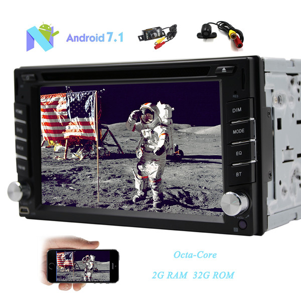 Android 7.1 Car DVD Player 2 DIN IN Dash Head Unit Capacitive Touchscreen High Resolution 1024*600 GPS Navigation CD Player WIFI OBD