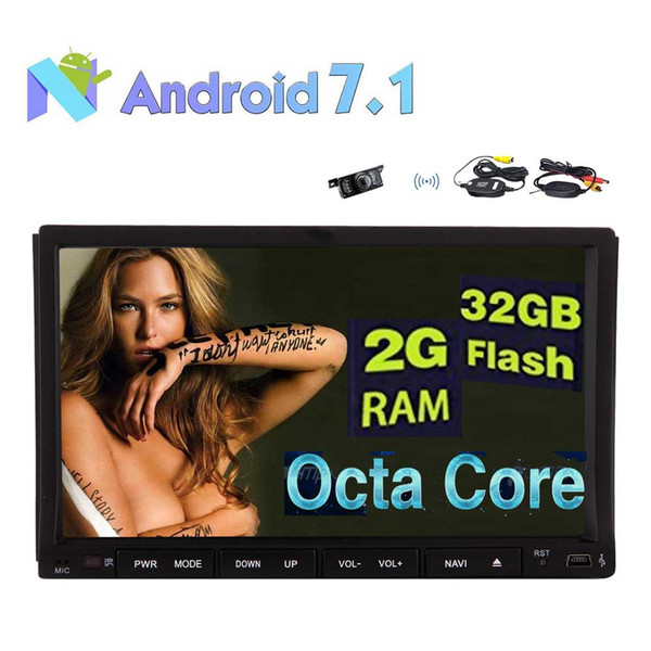 Double 2 Din Android 7.1 In Dash Car dvd Stereo Radio Octa Core GPS Navigation WIFI Bluetooth Mirrorlink 7'' 2GB+32GB+Wireless Rear Camera