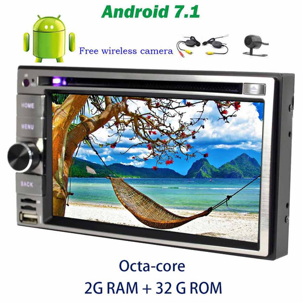 Double din Car Radio Stereo GPS Navigatio Car DVD Player Android 7.1 Octa-core Stereo System in Dash 6.2''Bluetooth Headunit+Wireless camera