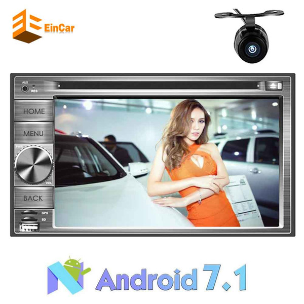 Backup Camera+Android 7.1 Car Stereo Double Din 6.2'' Capacitive Touch Screen Car DVD Player In Dash GPS Navigation Bluetooth Steering Wheel