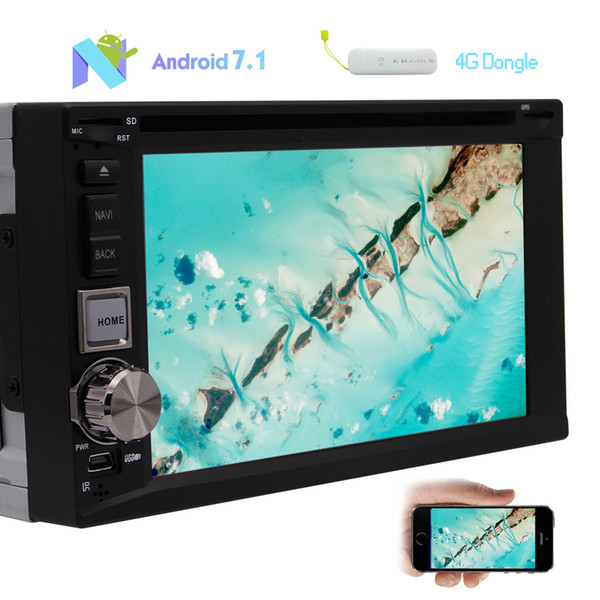 4G Dongle+Android 7.1 Quad Core Car Stereo car DVD Player 6.2''TouchScreen Double 2Din In Dash HeadUnit GPS Navigation AM/FM Radio