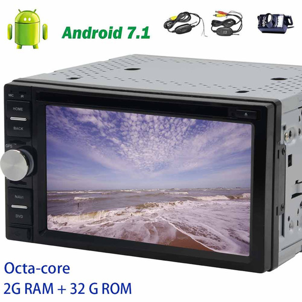 Trip computer 7''Double din GPS Navigation Android 7.1 Octa Core 2G+32G in Dash Car DVD Player FM/AM/RDS Radio WIFI+wireless camera