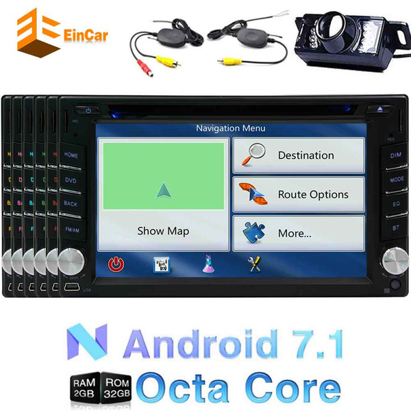 Wireless Camera+6.2'' Android 7.1 Car dvd GPS Navigation Auto Radio Octa-core 2Din Stereo HeadUnit 1024*600 Capacitive Touchscreen Bluetooth