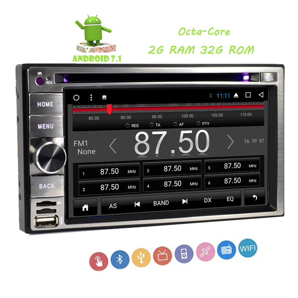 EinCar Android 7.1 FM/AM Car dvd Radio Stereo 2Din 6.2'' Capacitive Touchscreen GPS Navigation Bluetooth USB SD Mirrorlink Steering Wheel