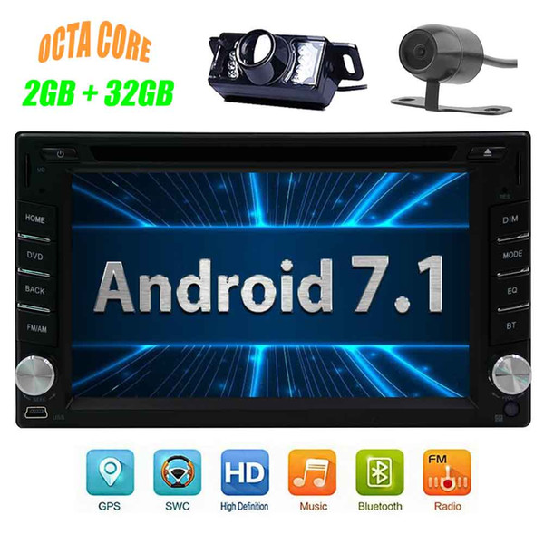 2GB+32GB Double Din Android 7.1 In Dash OCTA Core Car Stereo Radio car DVD Player GPS Navigation WIFI Bluetooth Mirrorlink Front&Rear camera