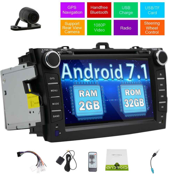 Eincar Android 7.1 OCTA Core Car DVD Player Double Din 7'' GPS Car Stereo Navigation for Toyata Corolla In Dash Bluetooth Headunit