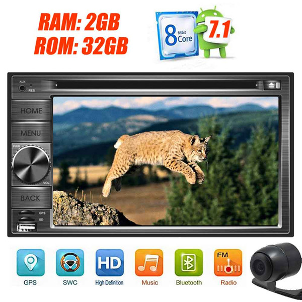 Android 7.1 Car DVD Player 6.2'' Touch Screen GPS Car Stereo Navigation Double Din Headunit Radio Bluetooth/Mirrorlink/WiFi/1080P/Dual