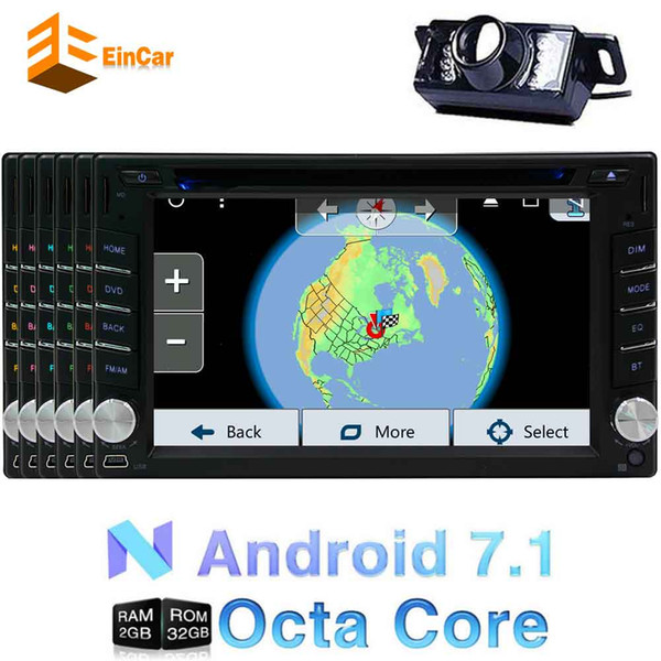 Android 7.1 Car Stereo Double Din 6.2'' Capacitive Touchscreen Car DVD Player GPS Navigation AM FM Radio Receiver Bluetooth/WiFi/OBD2+camera