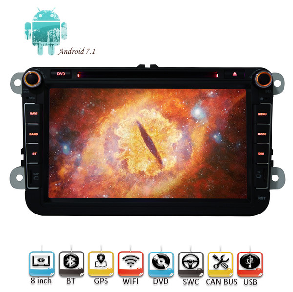 Double din GPS Navigation Android 7.1 Stereo Octa-core 32G ROM Double din Car DVD Player 8'' Bluetooth OBD2 WiFi OBD SWC CANBUS