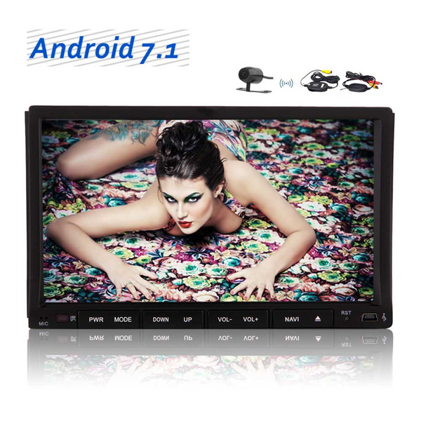 Wireless Backup Camera 2G 32G Octa Core Car Stereo Android 7.1 Double Din Car dvd Radio GPS Navigation 7'' Touchscreen Bluetooth WIFI