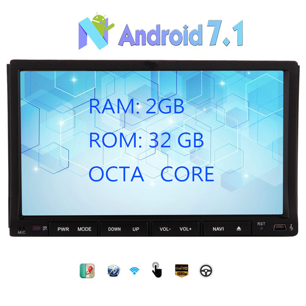 Android 7.1 Double Din Car DVD Multimedia Player Octa-Core 2GB RAM+32GB ROM Car GPS Navigation Stereo 7