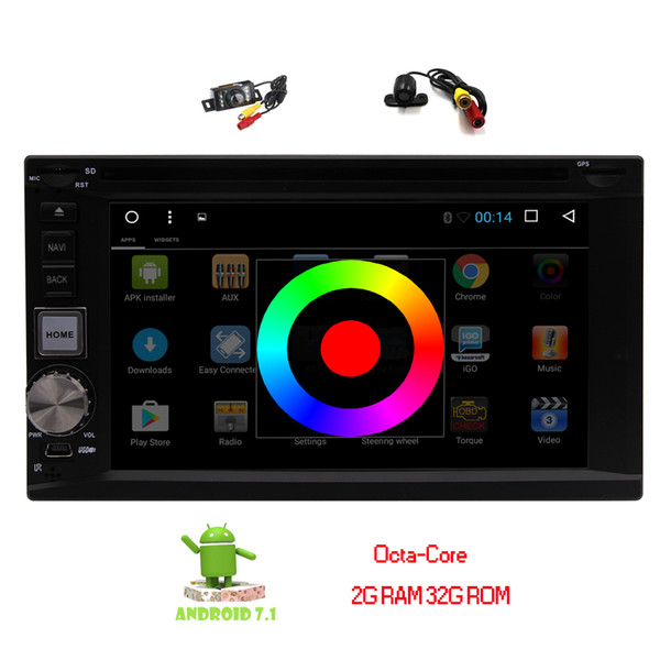 Dual Camera 6.2'' Android 7.1 Car Radio Stereo Bluetooth 2G+32G GPS Navigation Double 2Din in Dash HeadUnit car DVD CD Player