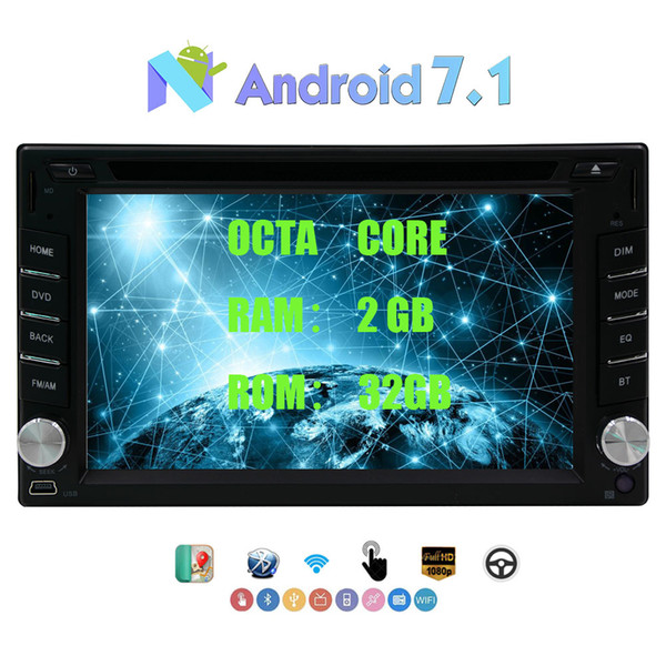 In Dash Car DVD Player Double Din Android 7.1 Octa-core 2GB RAM+32GB ROM 6.2