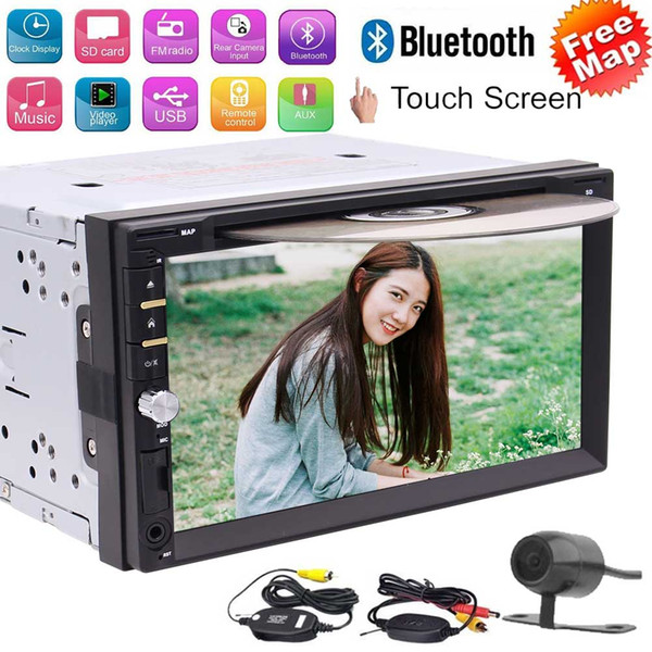 Free wireless Reverse Camera!! Double 2 Din Car DVD CD Stereo autoadio New UI WinCE Operation System Bluetooth/DVD/Radio/USB/TF/AUX