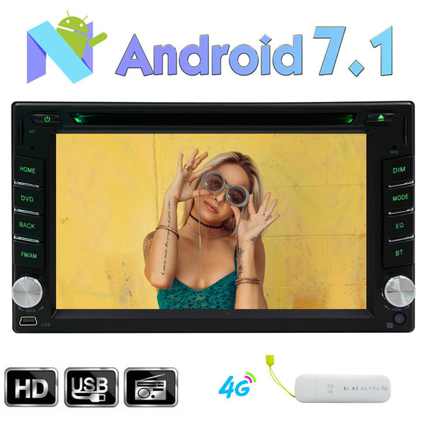 2GB+32G Android 7.1 Car DVD Player 1024*600 Screen Double 2 Din Headunit Autoradio GPS Bluetooth Stereo Phone Link SWC OBD DAB WIFI