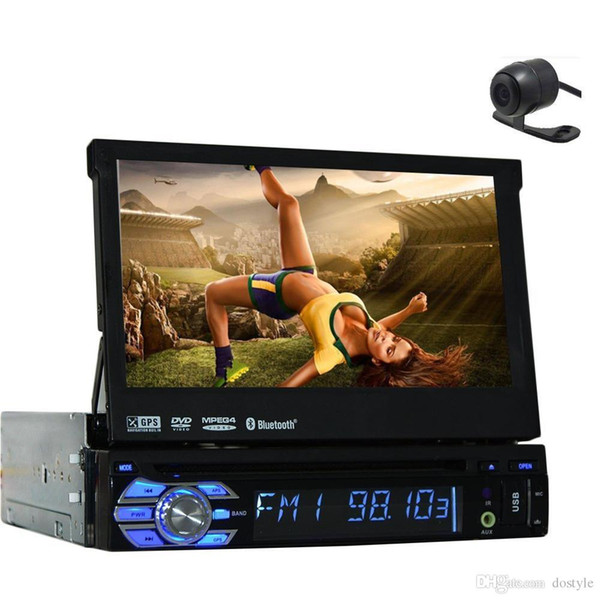 Free Rear Camera+Latest Design Panel Detachable 7'' single din Car DVD Player GPS Navigation in dash car styling Car Stereo radio pc