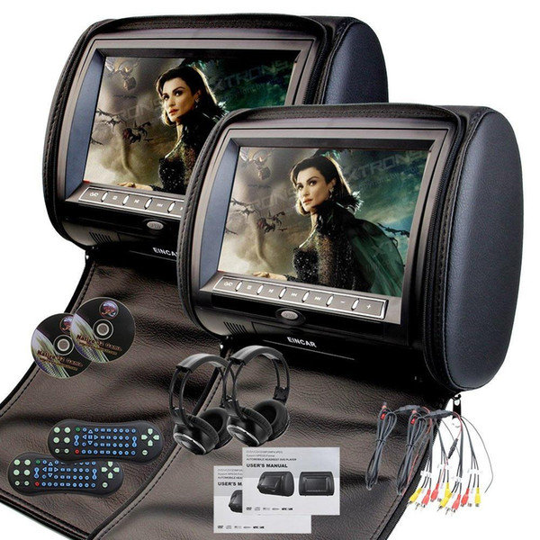 EinCar Black 2 X Twin Car DVD headrest player 9'' HD Touch key FM 32 Bits Games MP3 Pair of monitors Dual Screen