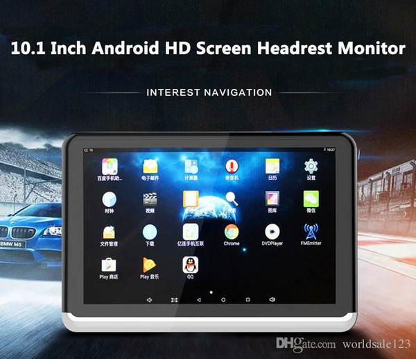 New Android 6.0 Car DVD Headrest Monitor Player 10.1 Inch HD 1080P Video With WIFI/HDMI/USB/SD/Bluetooth/FM Transmitter