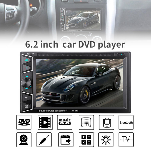 6.2 Inch 2 DIN In Dash Bluetooth HD Touch Screen Car DVD CD Player FM Radio Receiver with Wireless Remote Control CMO_229