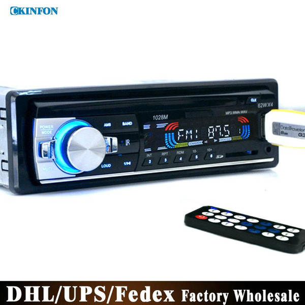 car dvd DHL/Fedex 20pcs/lot 12V Car Stereo FM Radio MP3 Audio Player Charger USB/SD/AUX Car Electronics Subwoofer In-Dash 1 DIN