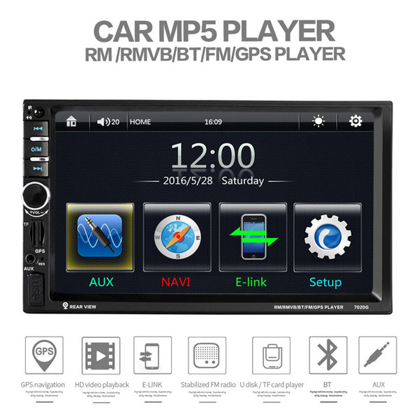 2 DIN 1080P Universal Car DVD Video Player 12V Touch Screen Bluetooth GPS Navigation MP3 MP5 Player Auto Audio Stereo Radio Rear View Camera